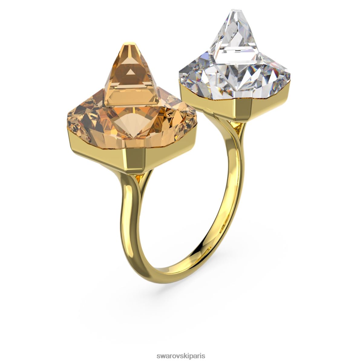 bijoux Swarovski anneau ouvert en ortyx taille pyramidale, jaune, métal doré RZD0XJ1065