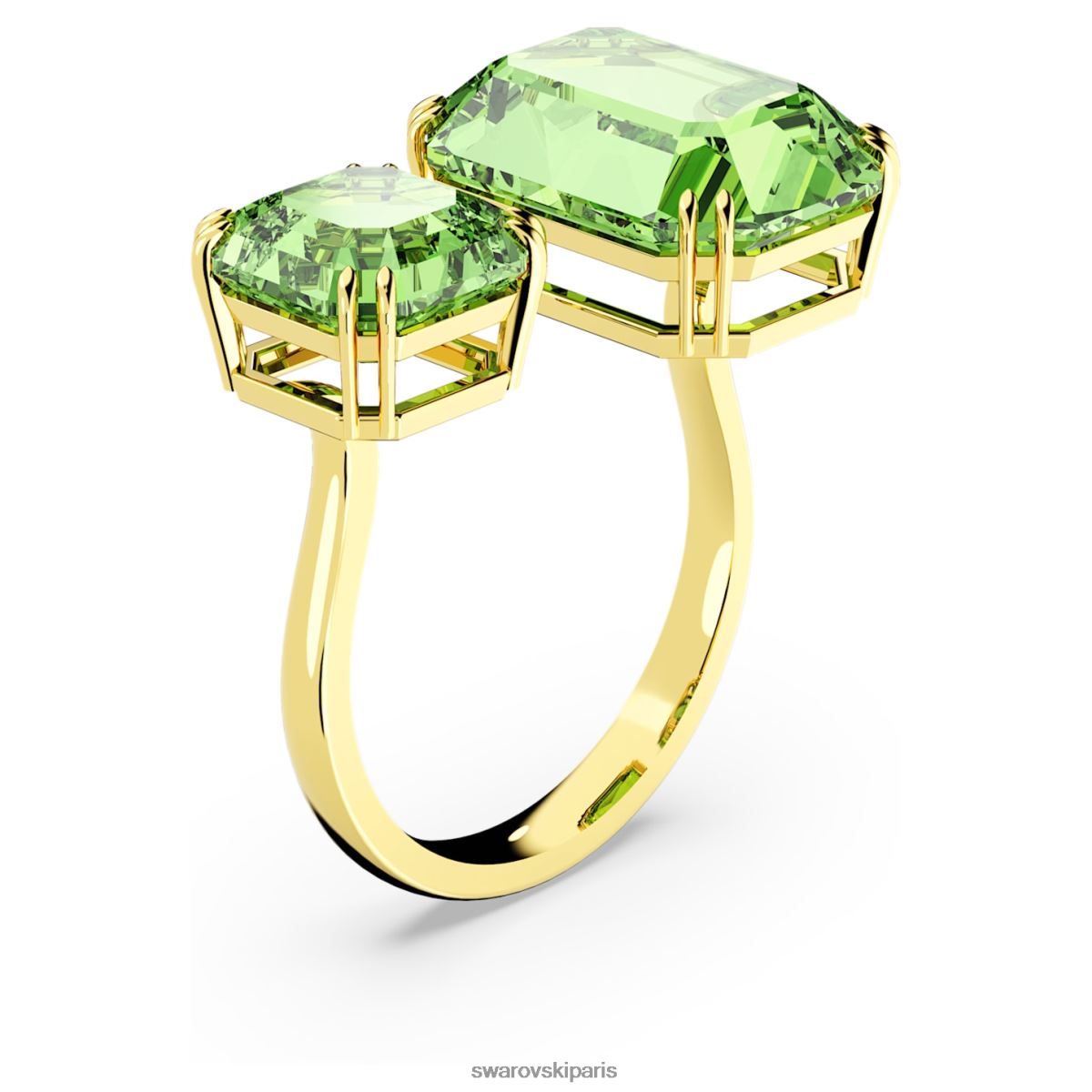 bijoux Swarovski anneau ouvert millénaire taille octogonale, vert, plaqué doré RZD0XJ1040