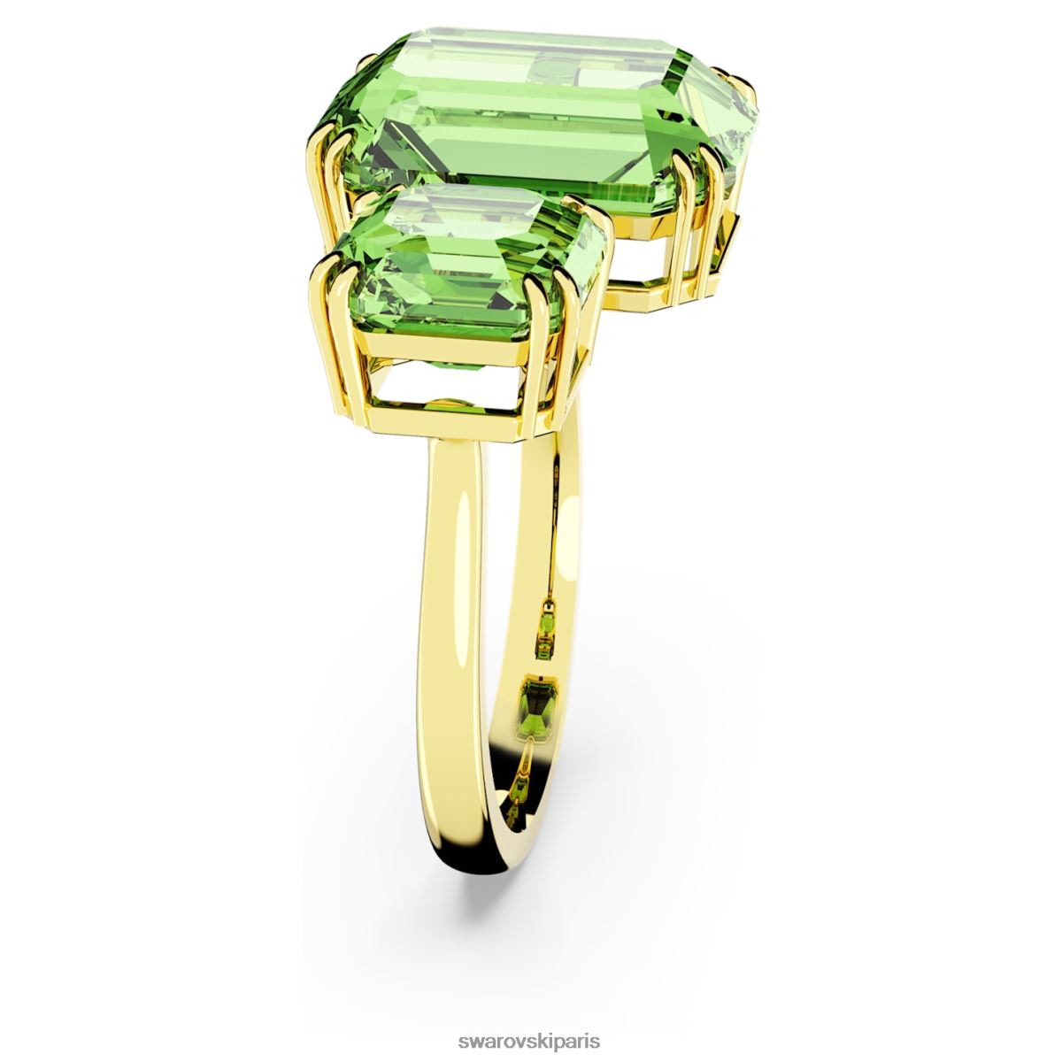 bijoux Swarovski anneau ouvert millénaire taille octogonale, vert, plaqué doré RZD0XJ1040