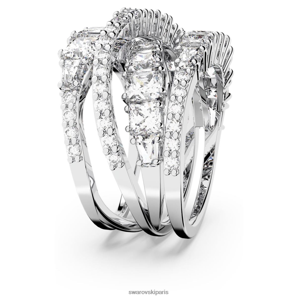 bijoux Swarovski anneau torsadé coupes mixtes, blanc, rhodié RZD0XJ1030
