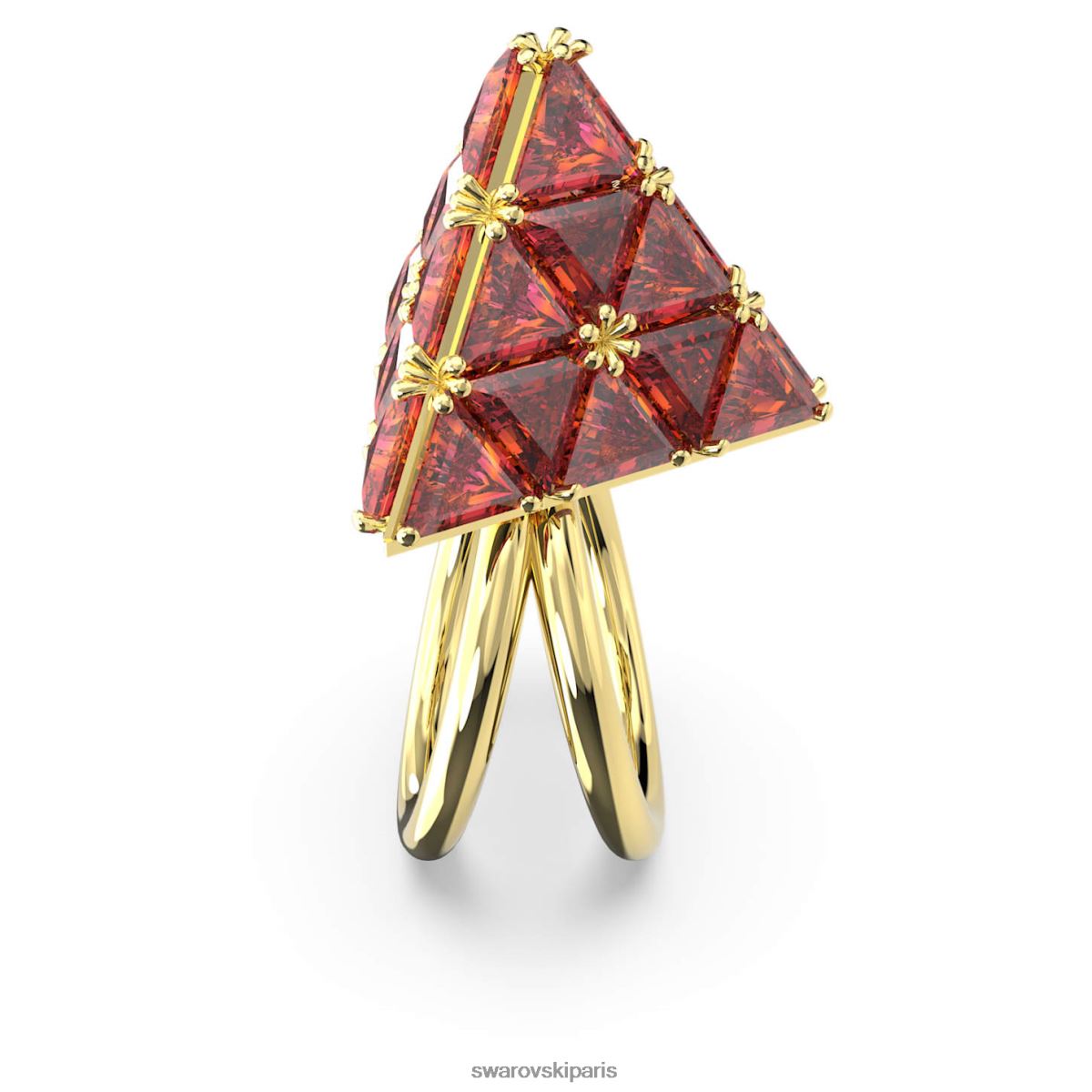 bijoux Swarovski bague cocktail curiosa coupe triangle, rouge, métal doré RZD0XJ1062