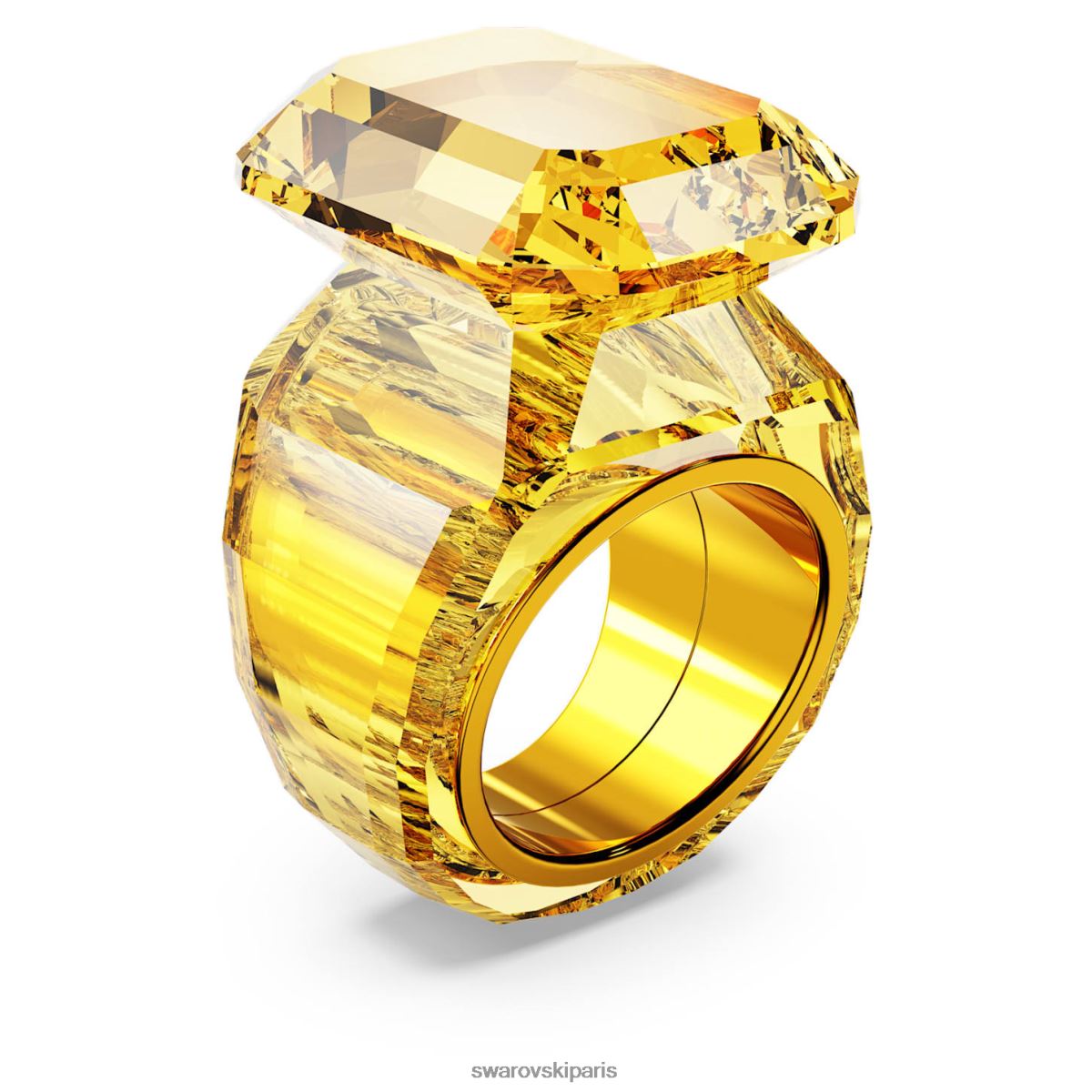 bijoux Swarovski bague cocktail transparente coupe octogonale, jaune RZD0XJ1033