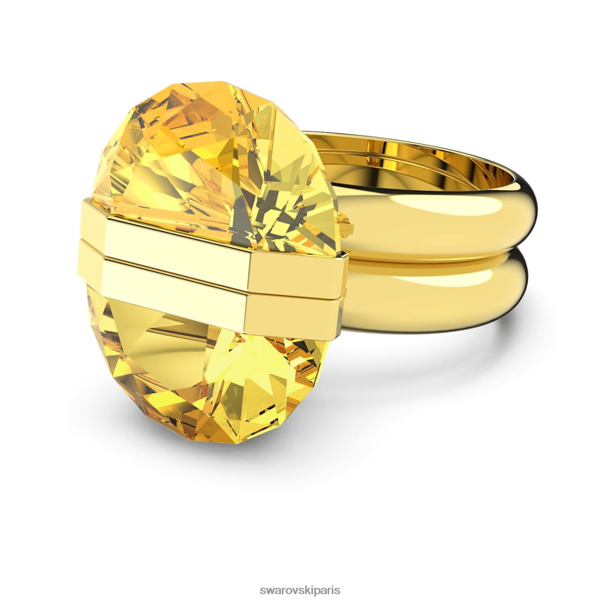 bijoux Swarovski bague transparente fermeture magnétique, jaune, métal doré RZD0XJ1064