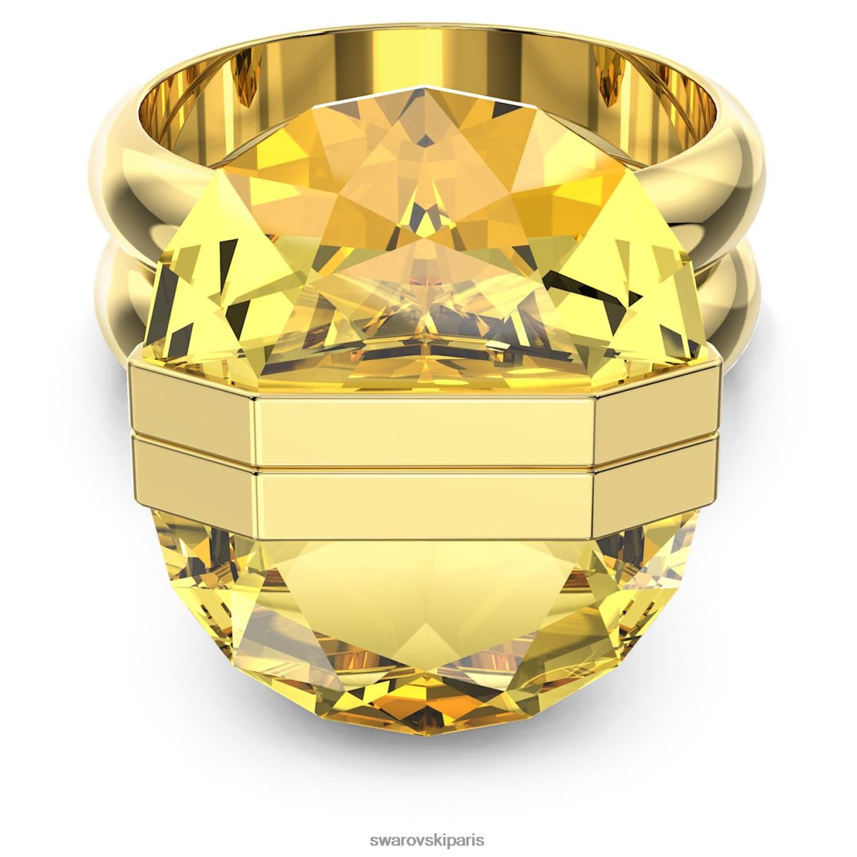 bijoux Swarovski bague transparente fermeture magnétique, jaune, métal doré RZD0XJ1064