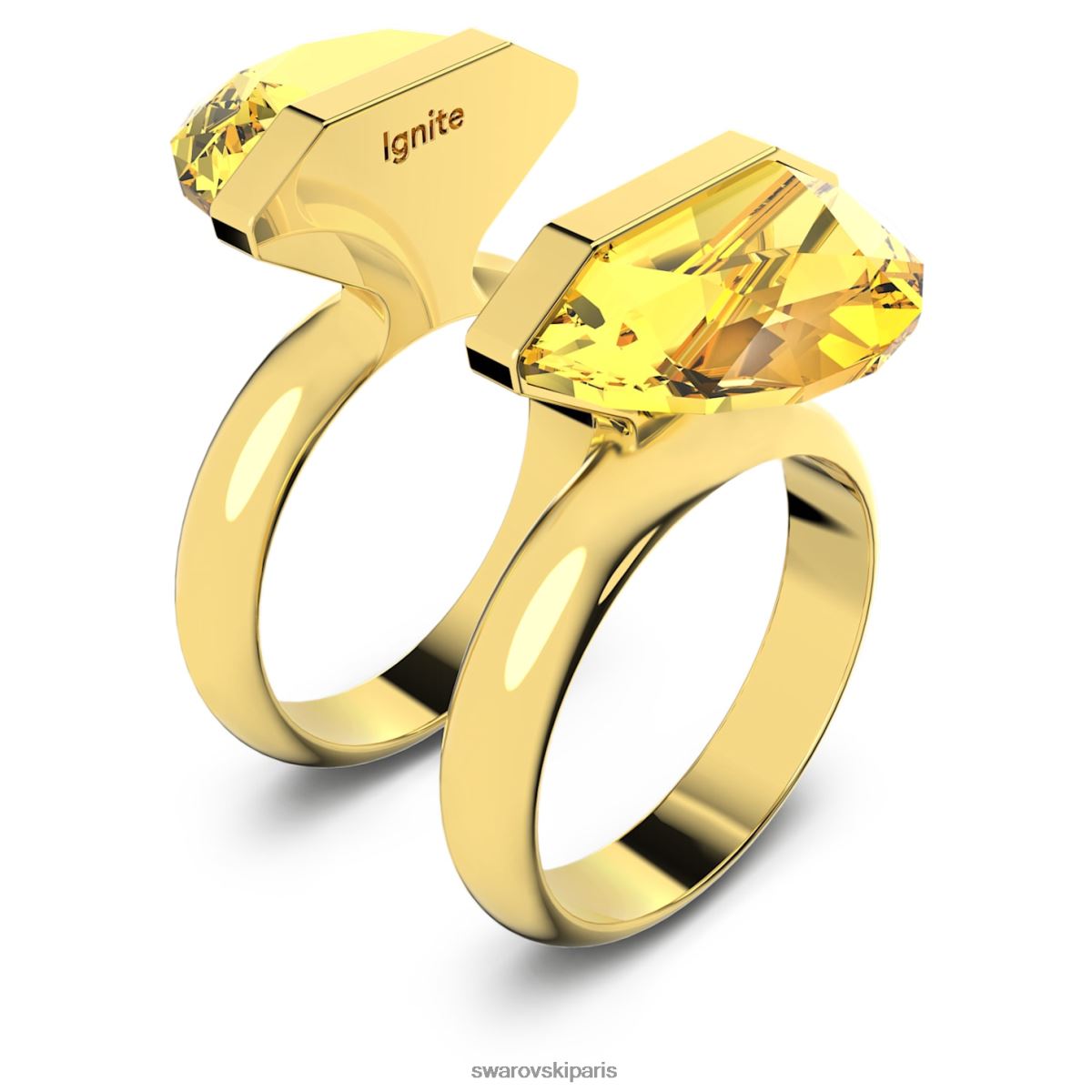 bijoux Swarovski bague transparente fermeture magnétique, jaune, métal doré RZD0XJ1064