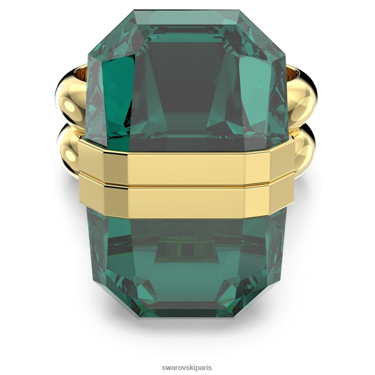 bijoux Swarovski bague transparente fermeture magnétique, vert, métal doré RZD0XJ1038