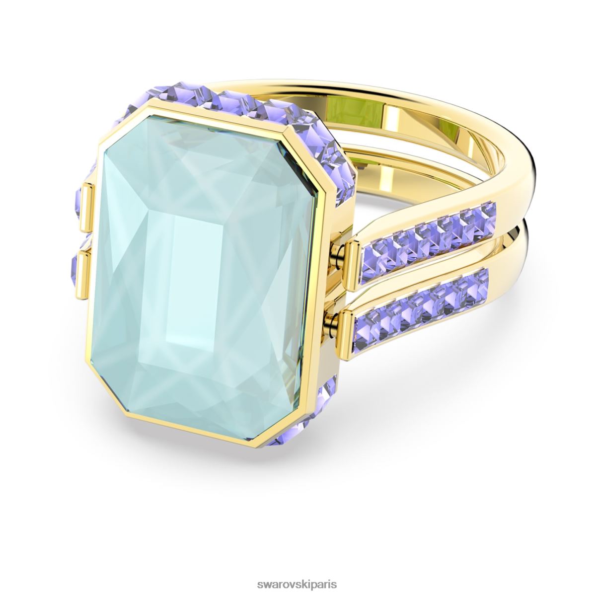bijoux Swarovski anneau orbitaire taille octogonale, multicolore, plaqué or RZD0XJ1083