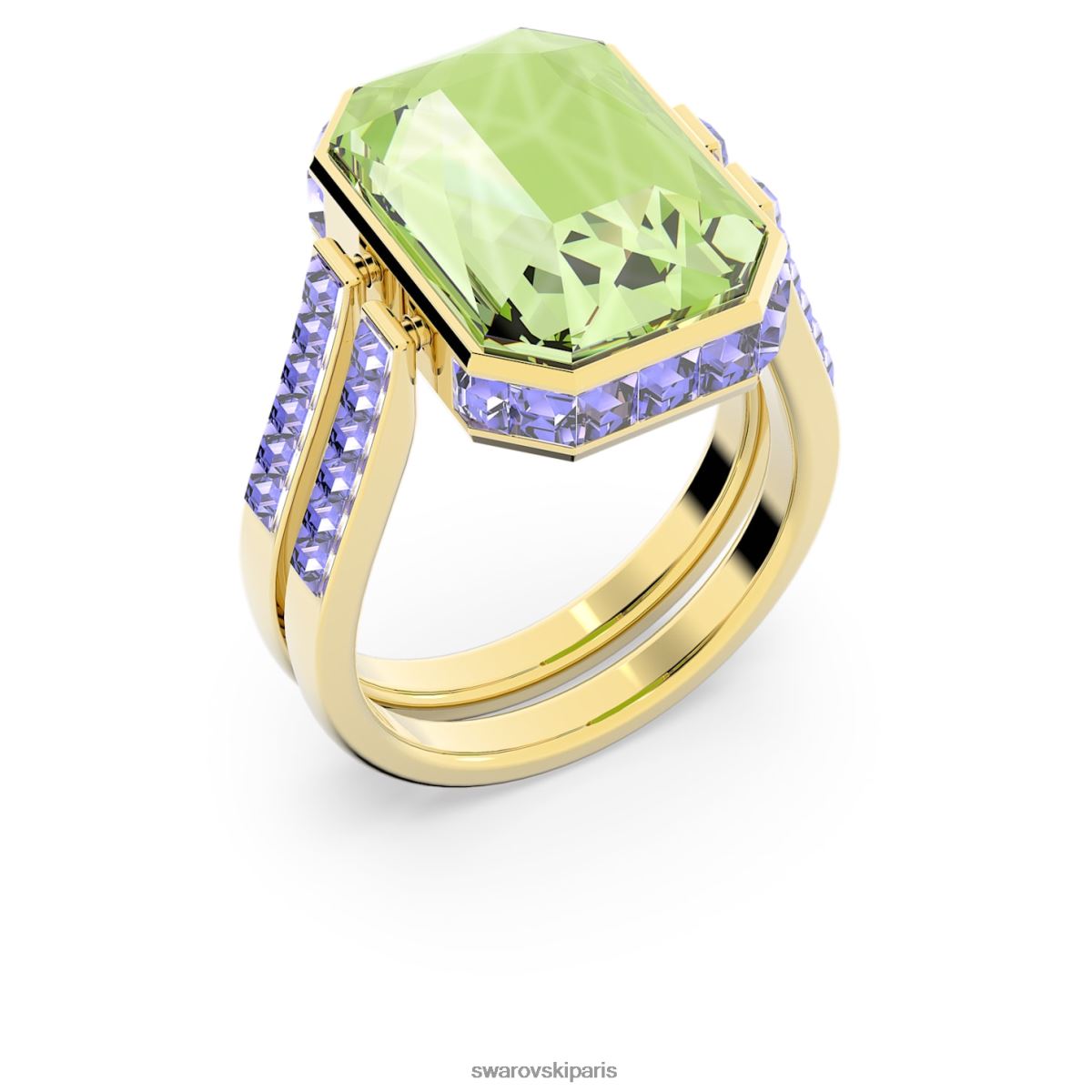 bijoux Swarovski anneau orbitaire taille octogonale, multicolore, plaqué or RZD0XJ1083
