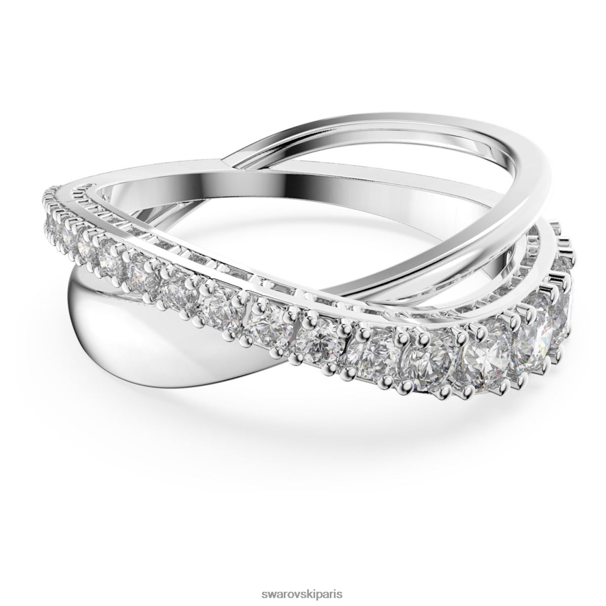 bijoux Swarovski anneau torsadé taille ronde, blanc, rhodié RZD0XJ1081