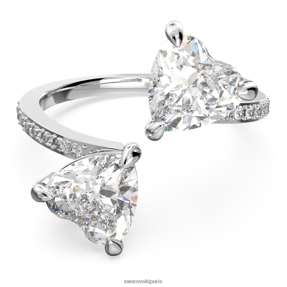bijoux Swarovski attirer l'âme anneau ouvert coeur, blanc, rhodié RZD0XJ1092