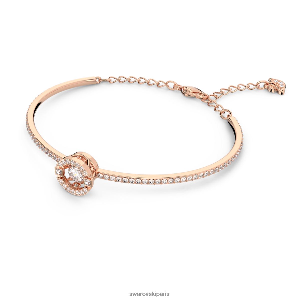 bijoux Swarovski bracelet de danse étincelant taille ronde, blanc, plaqué ton or rose RZD0XJ483