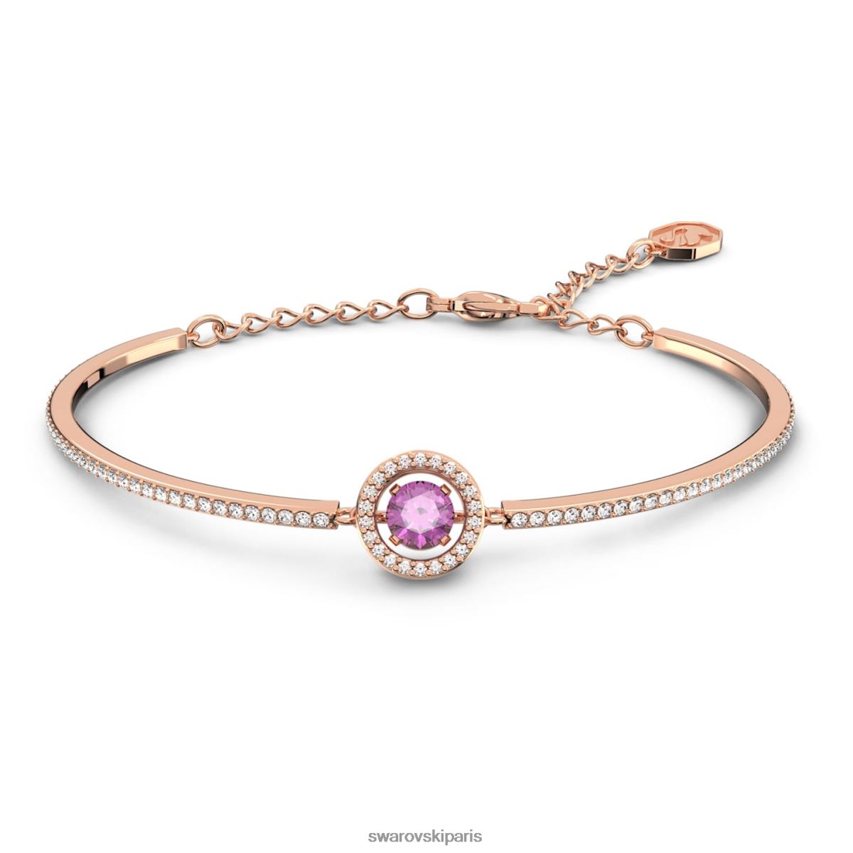 bijoux Swarovski bracelet de danse étincelant taille ronde, violet, plaqué ton or rose RZD0XJ636