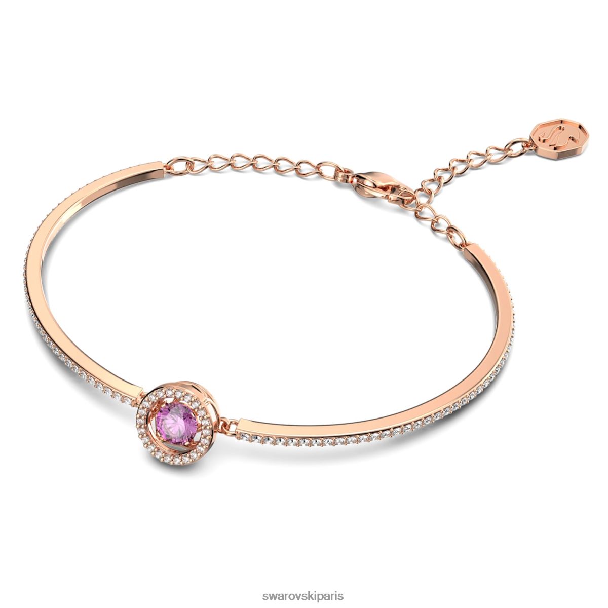 bijoux Swarovski bracelet de danse étincelant taille ronde, violet, plaqué ton or rose RZD0XJ636