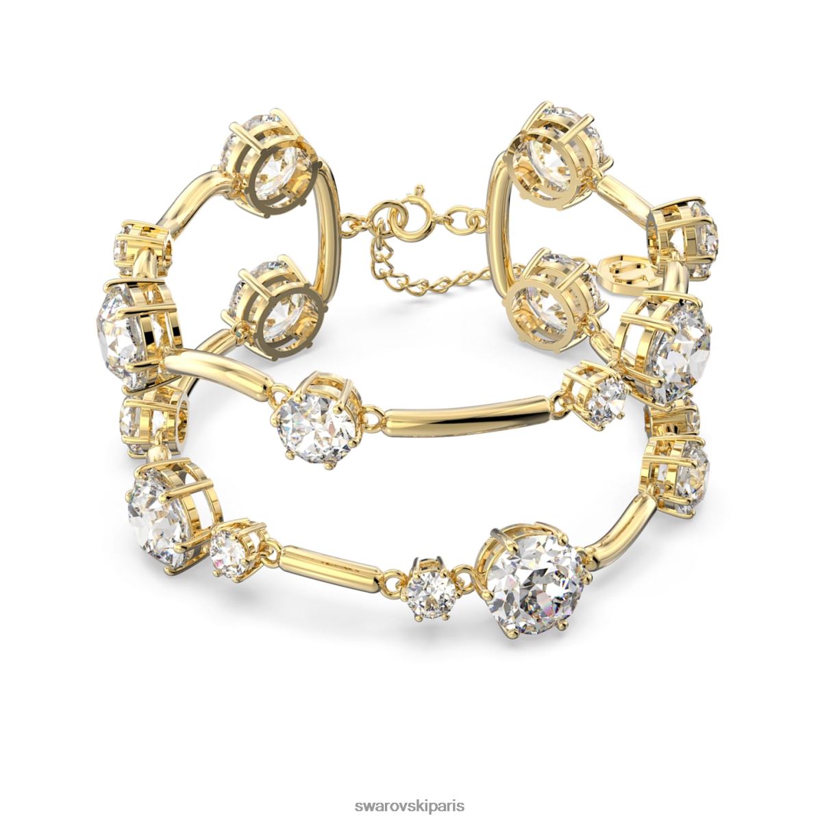 bijoux Swarovski bracelet double constellation coupe ronde, blanc, métal doré RZD0XJ625