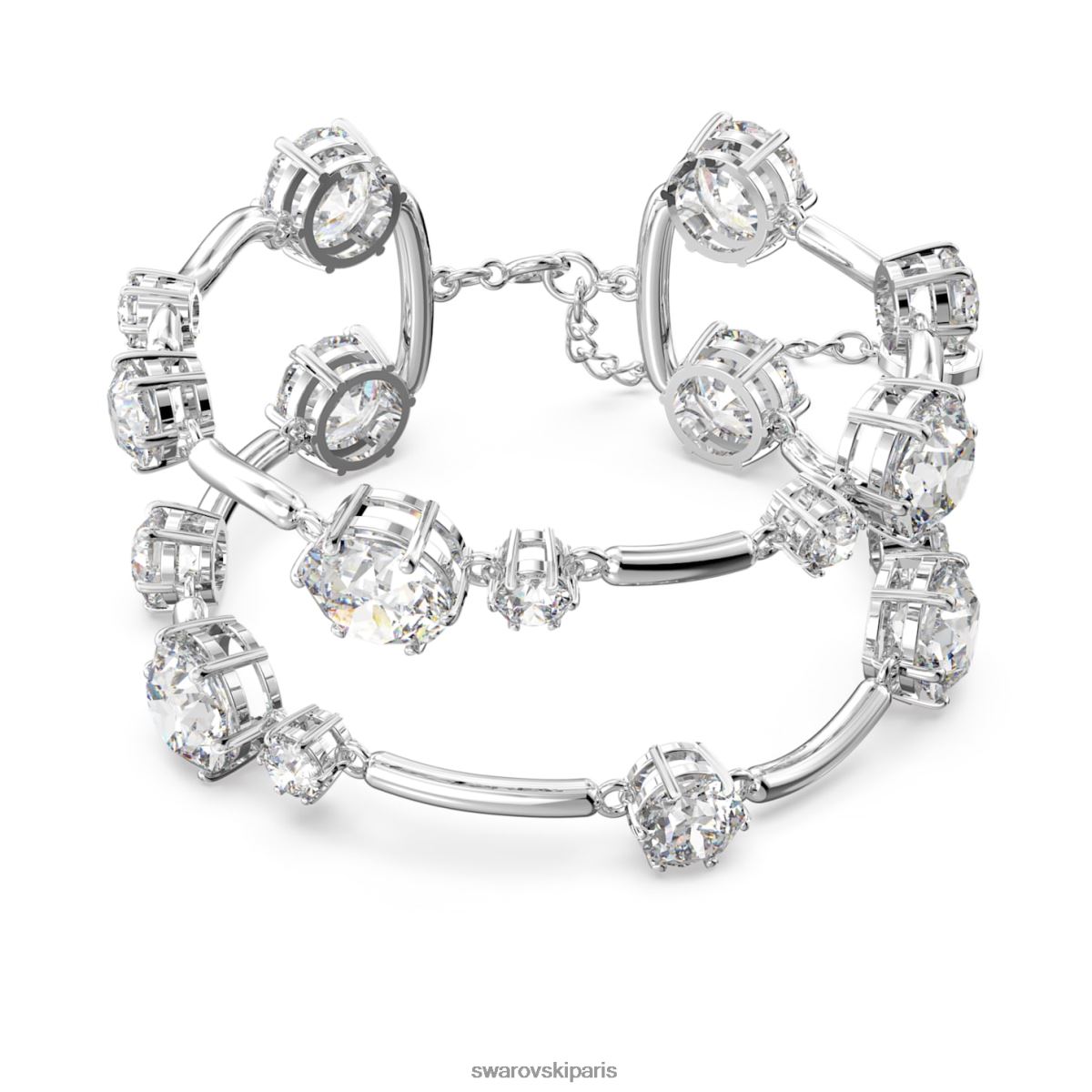 bijoux Swarovski bracelet double constellation taille ronde, blanc, rhodié RZD0XJ612