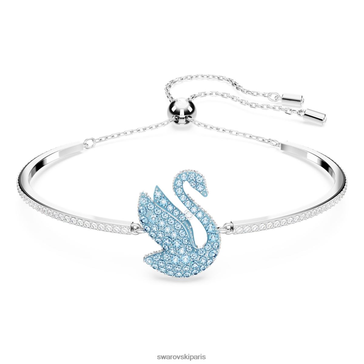 bijoux Swarovski bracelet emblématique en forme de cygne cygne, bleu, rhodié RZD0XJ521