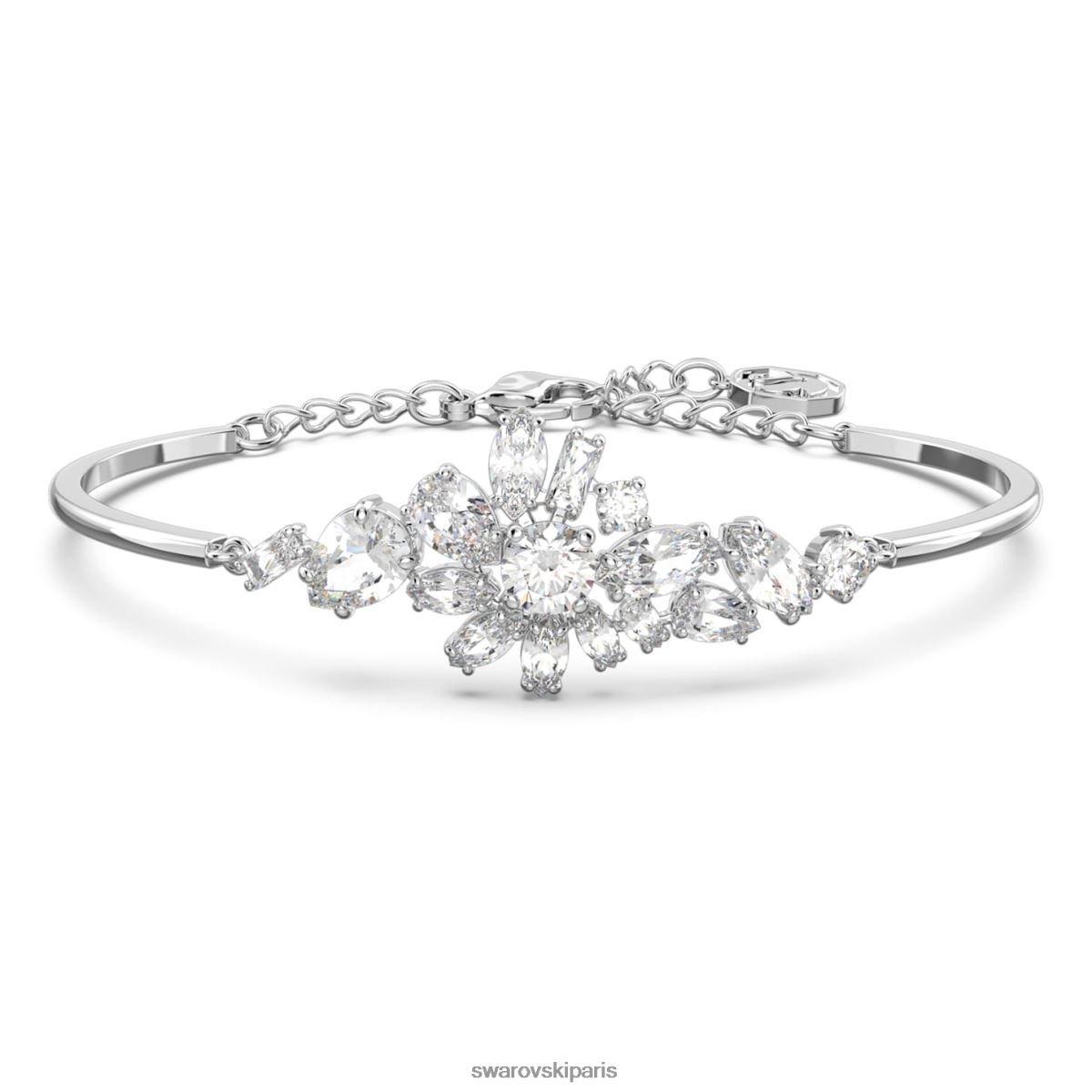 bijoux Swarovski bracelet gemme coupes mixtes, fleur, blanc, rhodié RZD0XJ607