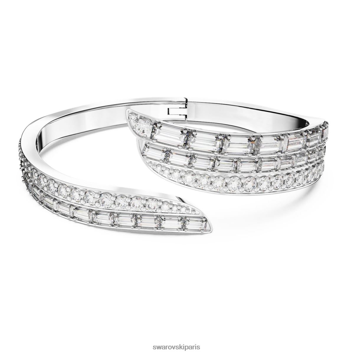 bijoux Swarovski bracelet hyperbole zircone neutre en carbone, tailles mixtes, blanc, rhodié RZD0XJ591