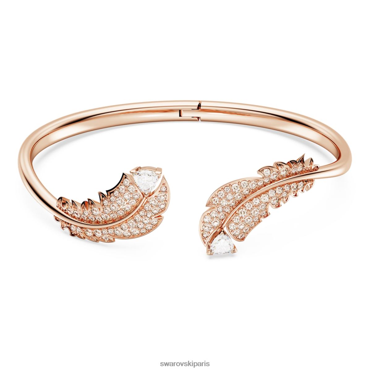 bijoux Swarovski joli bracelet plume, blanc, métal doré rose RZD0XJ632