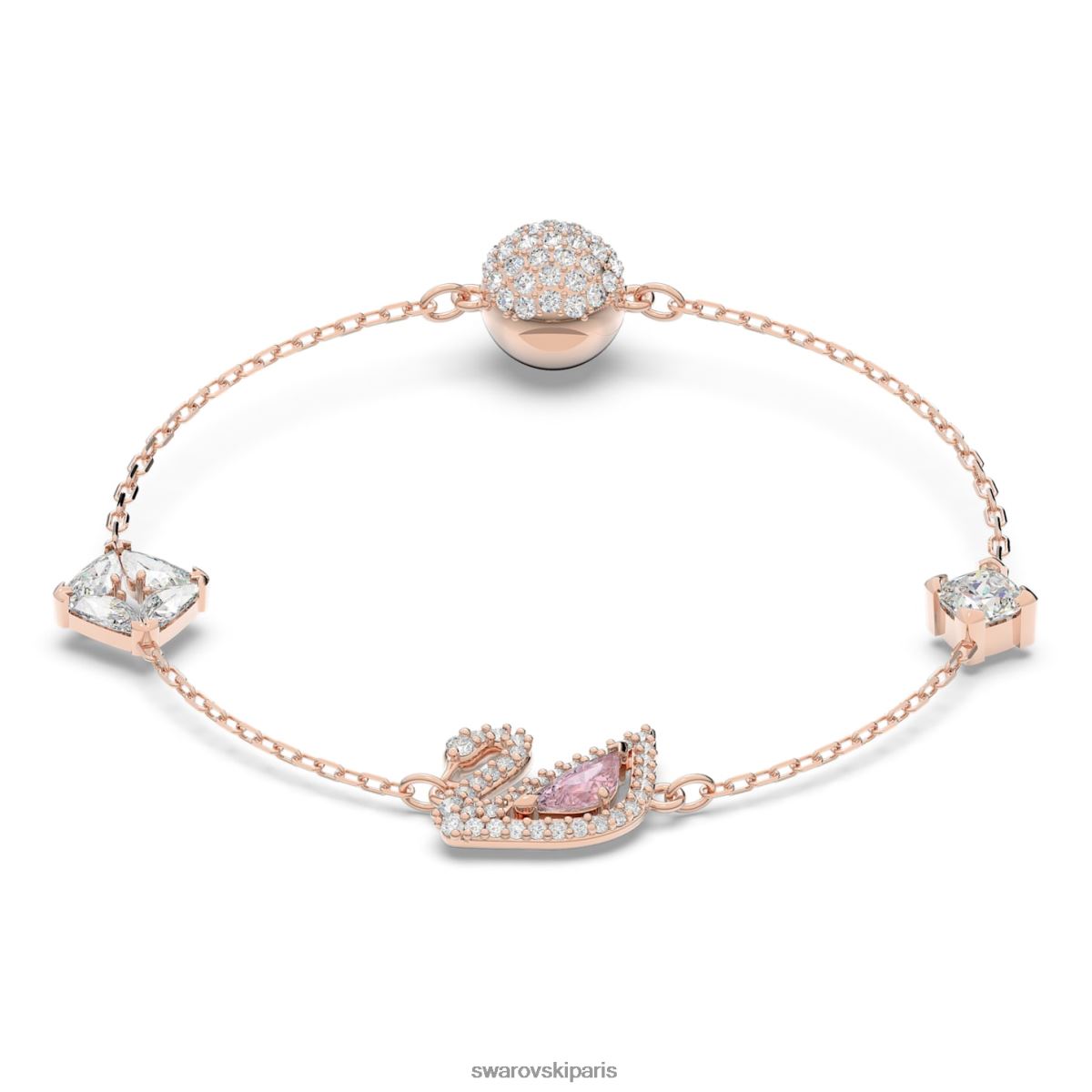 bijoux Swarovski bracelet cygne éblouissant fermeture magnétique, cygne, rose, métal doré rose RZD0XJ421