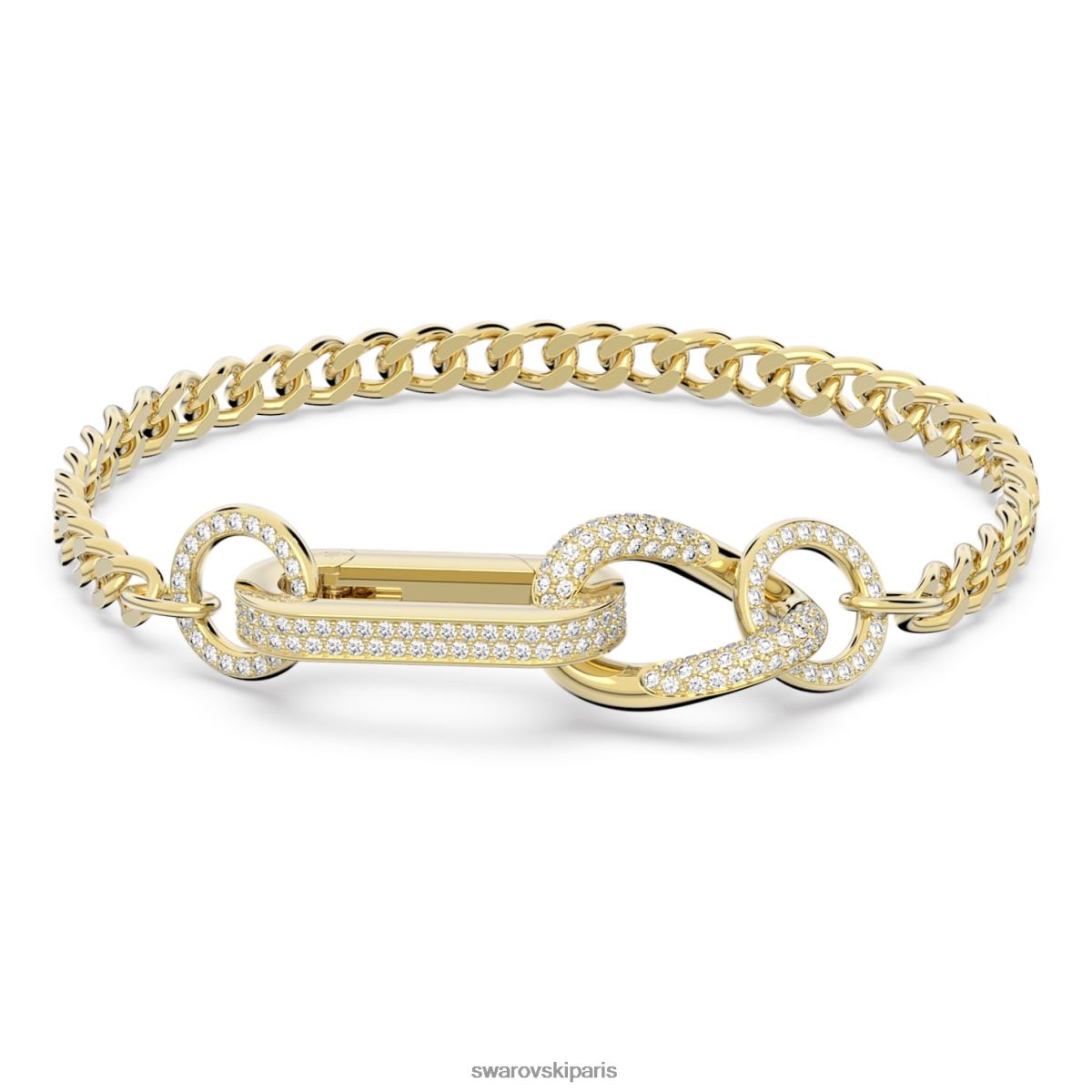 bijoux Swarovski bracelet dextère pavé, maillons mixtes, blanc, plaqué ton or RZD0XJ422
