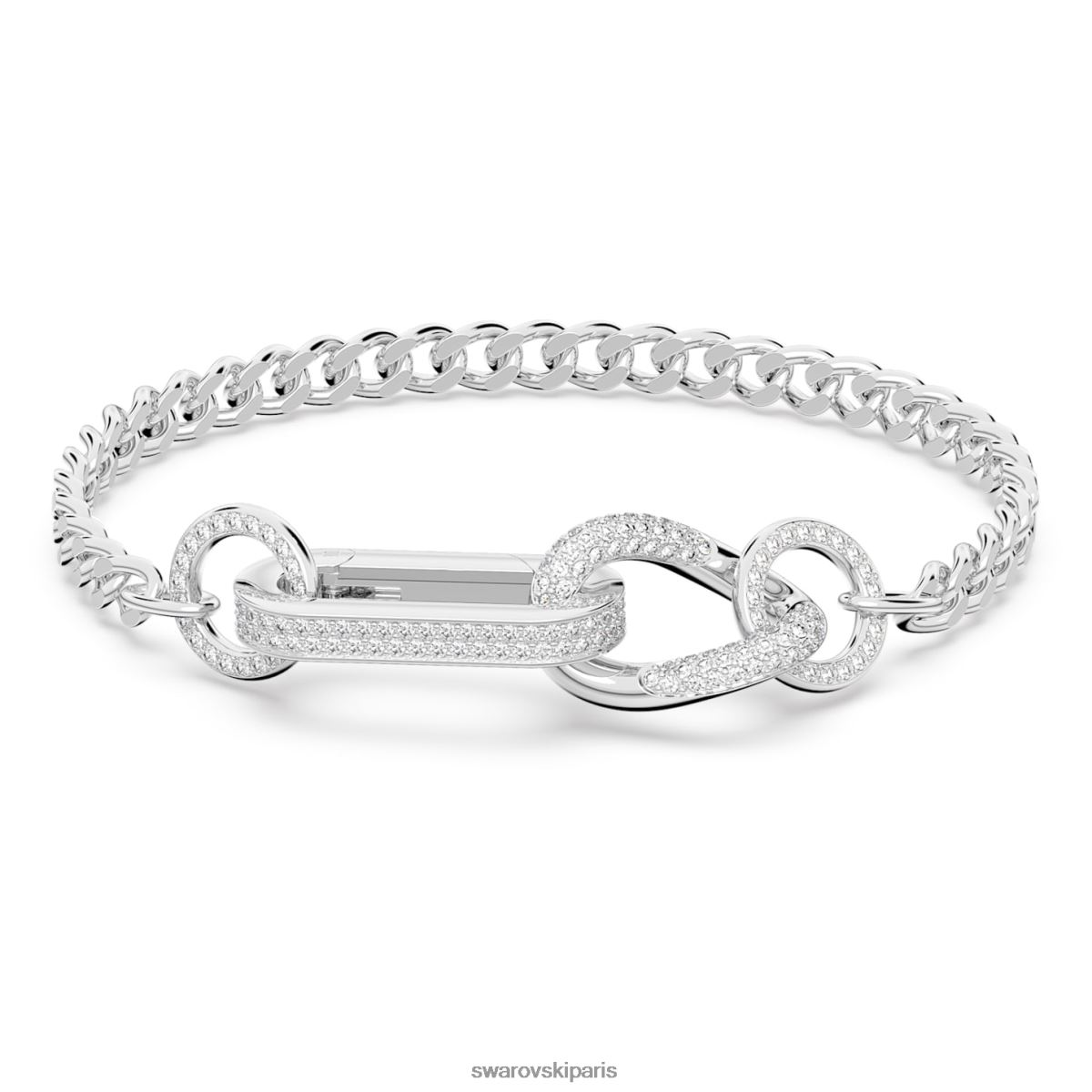 bijoux Swarovski bracelet dextère pavé, maillons mixtes, blanc, rhodié RZD0XJ423