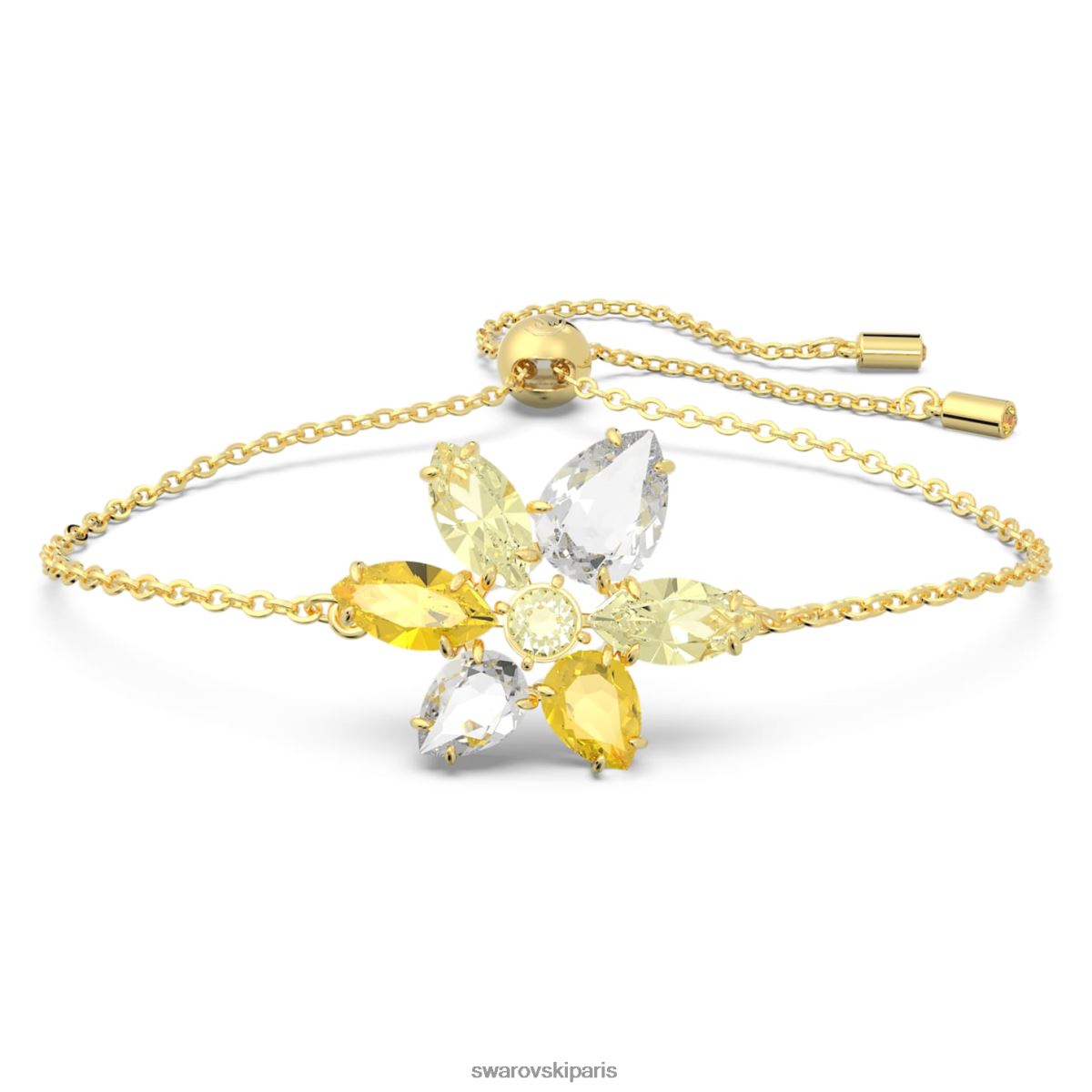 bijoux Swarovski bracelet gemme coupes mixtes, fleur, jaune, métal doré RZD0XJ418