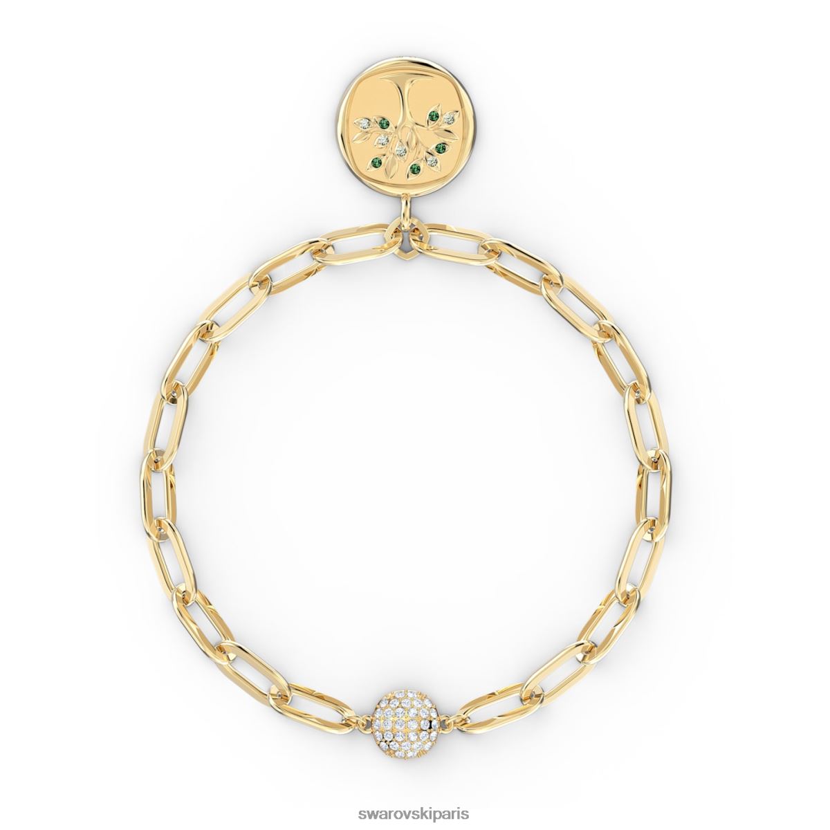 bijoux Swarovski le bracelet des éléments fermeture magnétique, élément terre, arbre, vert, métal doré RZD0XJ469