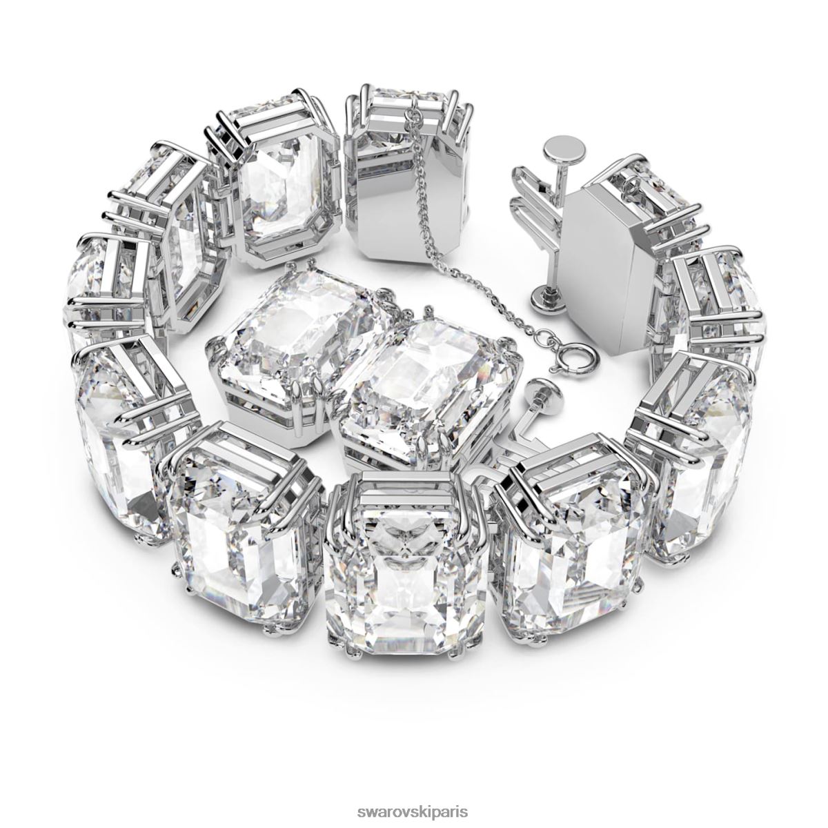 bijoux Swarovski bracelet millénaire cristaux surdimensionnés, taille octogonale, blancs, plaqués rhodium RZD0XJ557