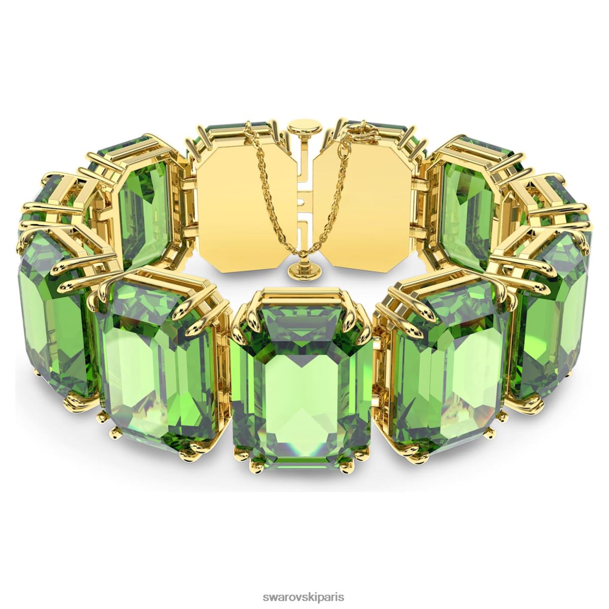 bijoux Swarovski bracelet millénaire cristaux surdimensionnés, taille octogonale, verts, plaqué or RZD0XJ587