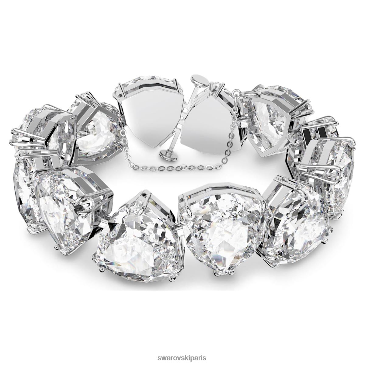 bijoux Swarovski bracelet millénaire cristaux surdimensionnés, taille trilliant, blancs, plaqués rhodium RZD0XJ574