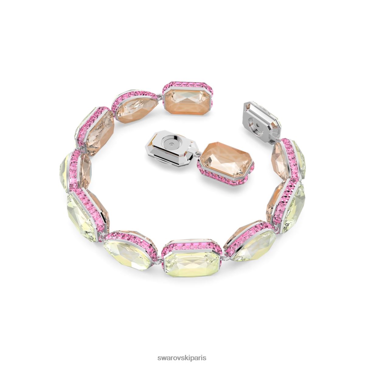 bijoux Swarovski bracelet orbitale fermeture magnétique, coupes mixtes, multicolore, plaqué rhodium RZD0XJ582