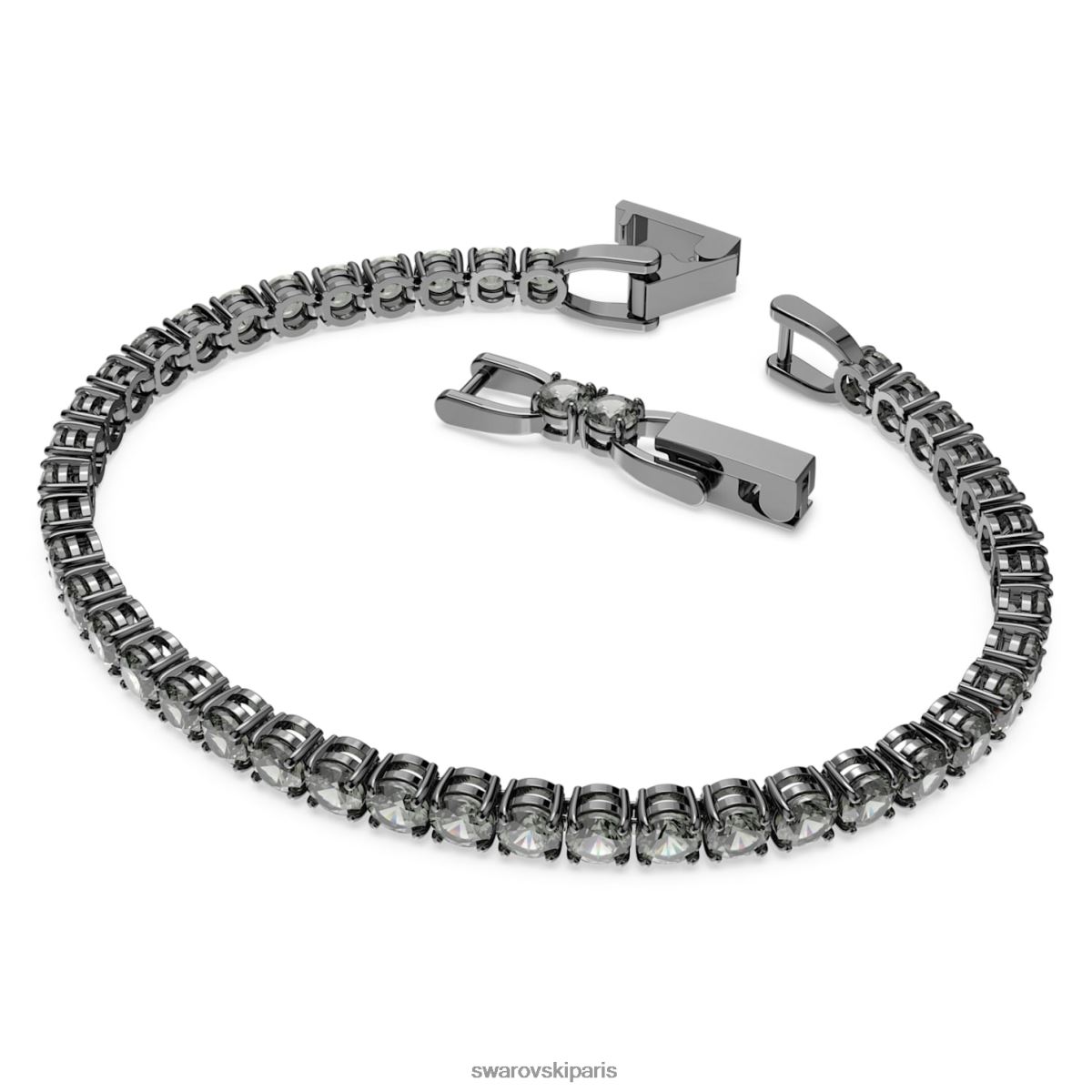 bijoux Swarovski bracelet tennis de luxe coupe ronde, gris, plaqué ruthénium RZD0XJ550