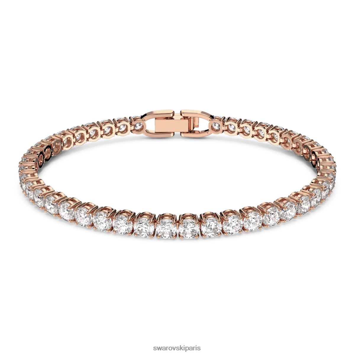 bijoux Swarovski bracelet tennis de luxe taille ronde, blanc, plaqué ton or rose RZD0XJ553