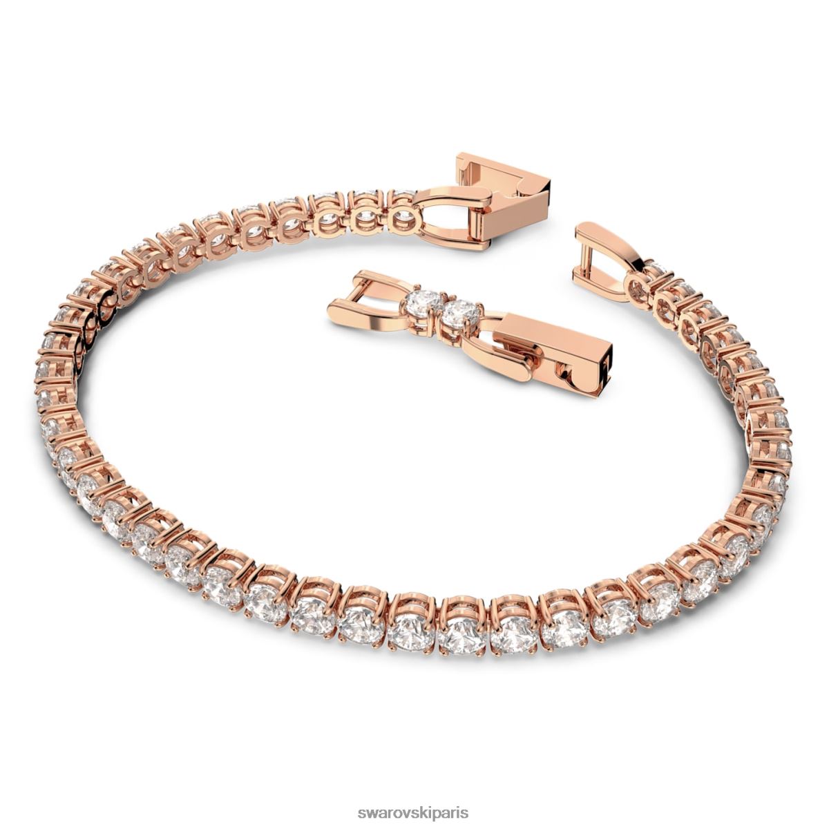 bijoux Swarovski bracelet tennis de luxe taille ronde, blanc, plaqué ton or rose RZD0XJ553