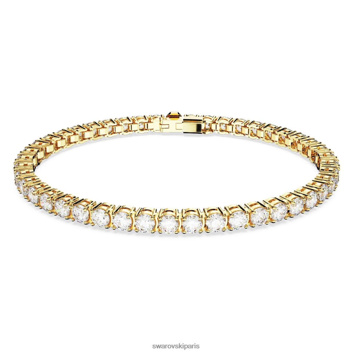 bijoux Swarovski bracelet tennis matriciel coupe ronde, blanc, métal doré RZD0XJ547