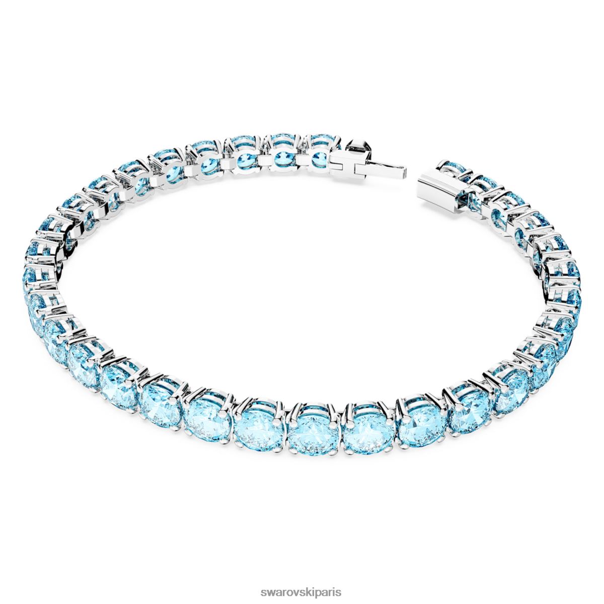 bijoux Swarovski bracelet tennis matriciel coupe ronde, bleu, rhodié RZD0XJ543