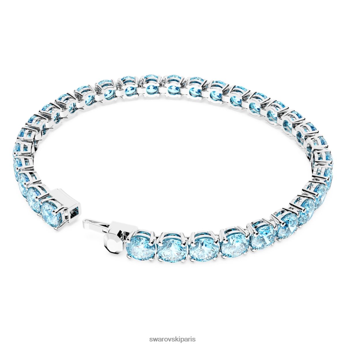 bijoux Swarovski bracelet tennis matriciel coupe ronde, bleu, rhodié RZD0XJ543