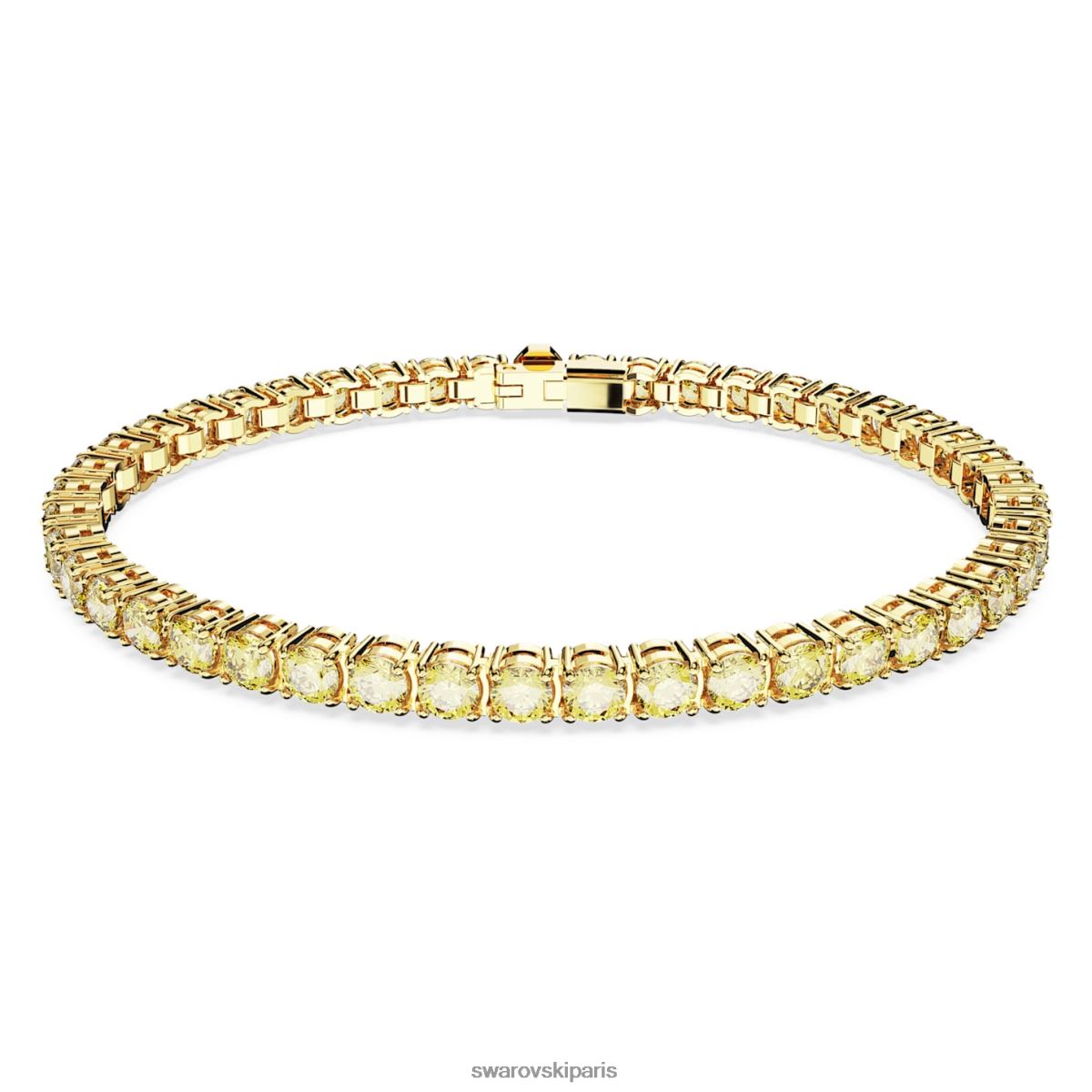 bijoux Swarovski bracelet tennis matriciel coupe ronde, jaune, métal doré RZD0XJ561
