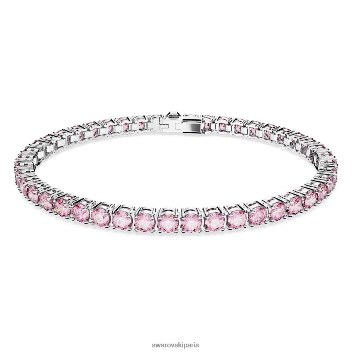 bijoux Swarovski bracelet tennis matriciel coupe ronde, rose, rhodié RZD0XJ554