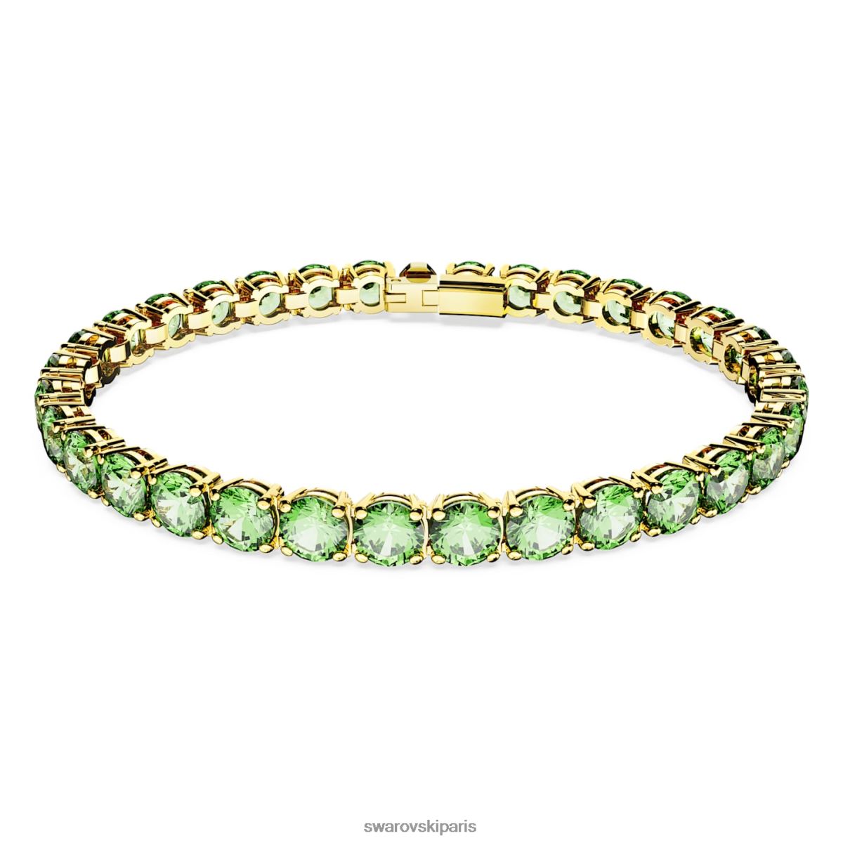 bijoux Swarovski bracelet tennis matriciel coupe ronde, vert, métal doré RZD0XJ542