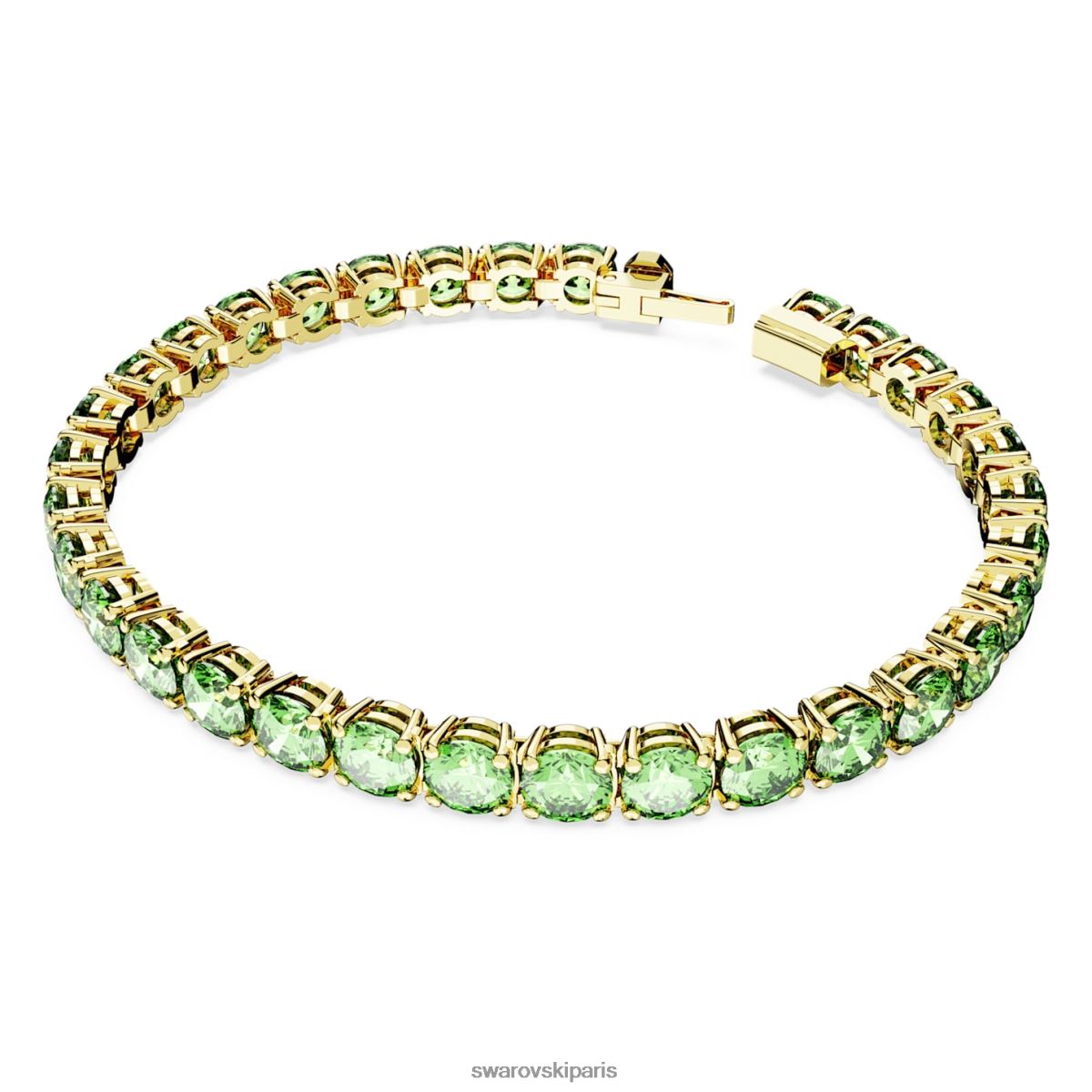 bijoux Swarovski bracelet tennis matriciel coupe ronde, vert, métal doré RZD0XJ542