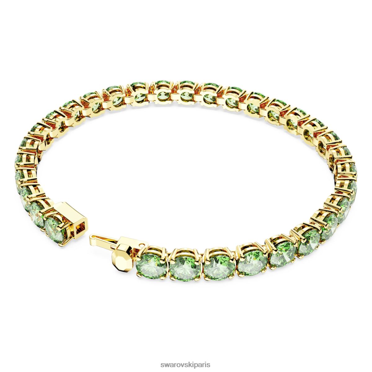 bijoux Swarovski bracelet tennis matriciel coupe ronde, vert, métal doré RZD0XJ542