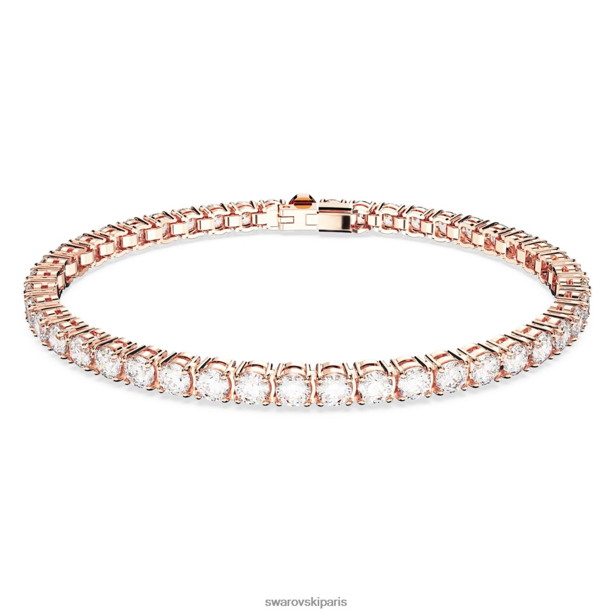 bijoux Swarovski bracelet tennis matriciel taille ronde, blanc, plaqué ton or rose RZD0XJ552