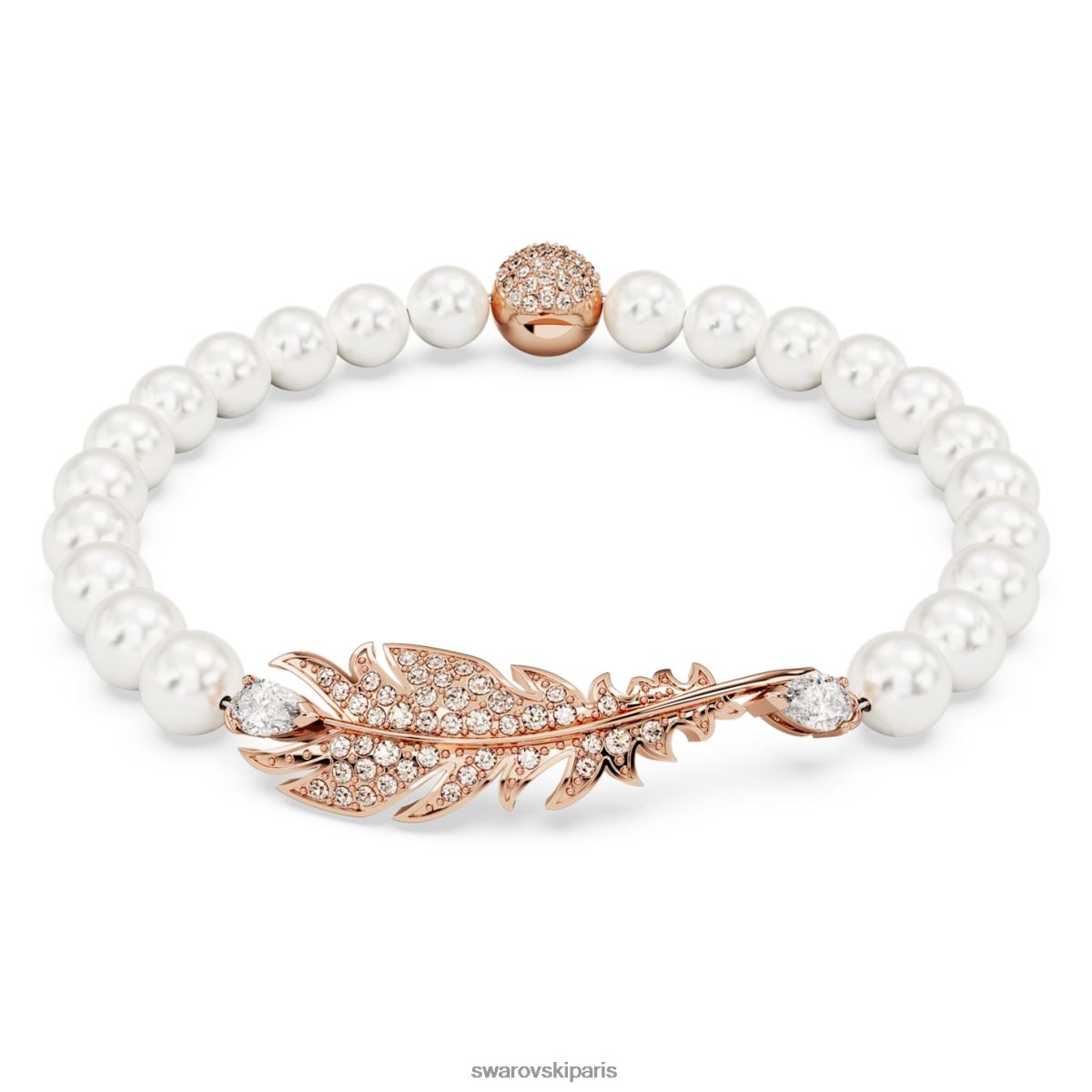 bijoux Swarovski joli bracelet plume, blanc, métal doré rose RZD0XJ575