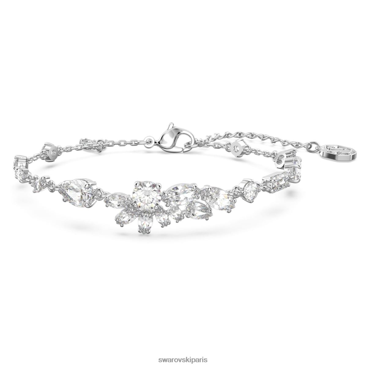 bijoux Swarovski bracelet gemme coupes mixtes, fleur, blanc, rhodié RZD0XJ476