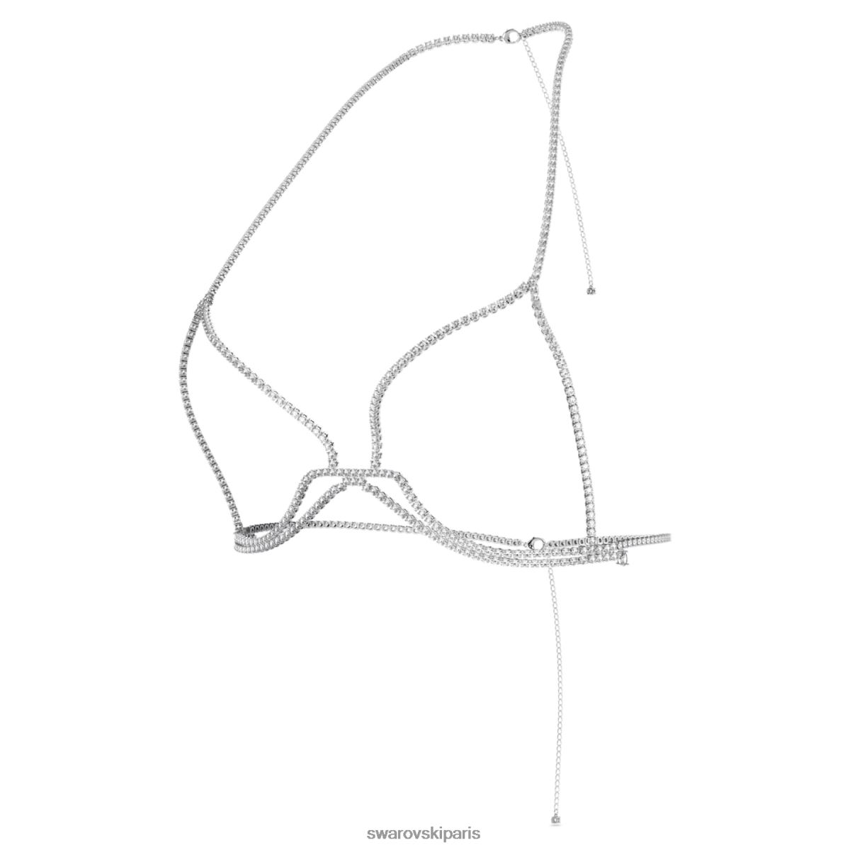 bijoux Swarovski chaîne de corps millénaire taille ronde, blanc, rhodié RZD0XJ1491