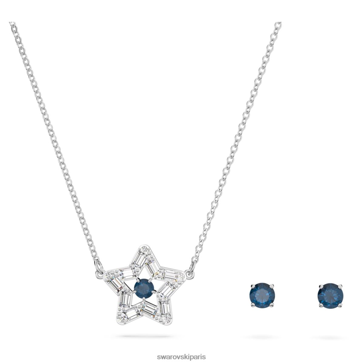 bijoux Swarovski ensemble Stella coupes mixtes, étoile, bleu, rhodié RZD0XJ408