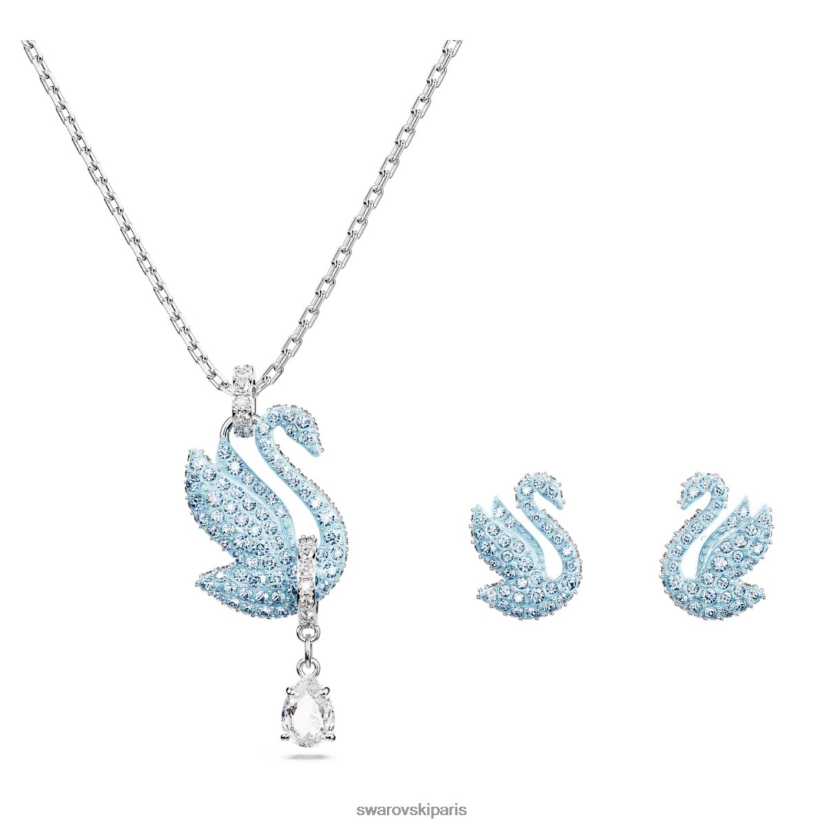 bijoux Swarovski ensemble de cygnes emblématique cygne, bleu, rhodié RZD0XJ404