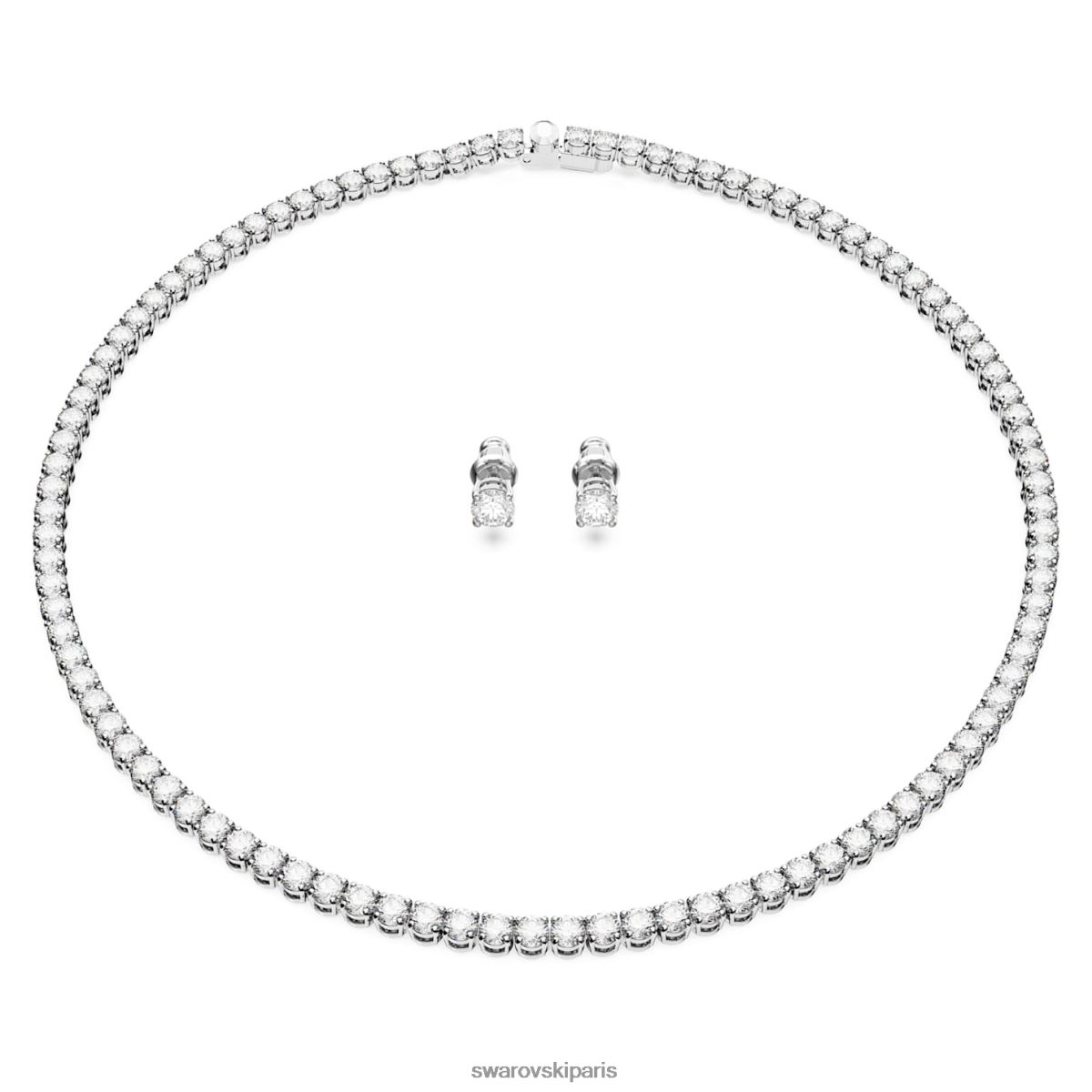 bijoux Swarovski ensemble de tennis matriciel taille ronde, blanc, rhodié RZD0XJ388